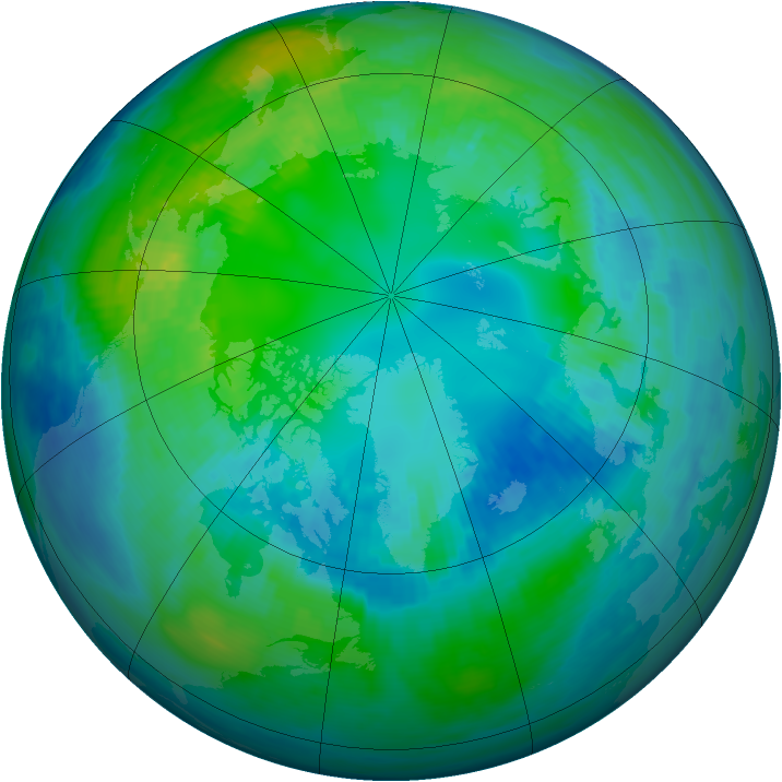 Arctic ozone map for 24 October 1988
